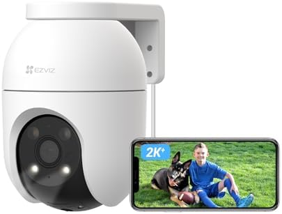 EZVIZ 2.5K No Monthly Fee Security Camera Outdoor, PTZ 360°, 512 GB SD Card, Starlight Color Night Vision, Human/Vehicle Detection, Auto-Track, Home Wi-Fi CCTV System, Alexa/Google (C8c 4MP)