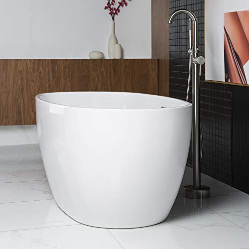 WOODBRIDGE 59"Freestanding White Acylic Soaking Bathtub with Brushed Nickel Drain and Overflow,BTA1518 -B/N-Drain &O by WOODBRIDGE - Used condition - Image 6