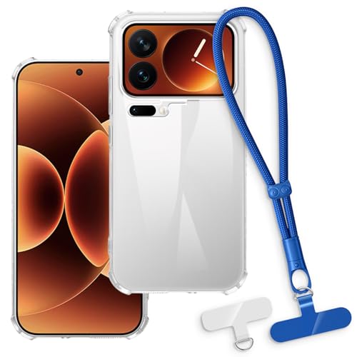 OAGELIM 2-in-1�ی�P�[�X�ƃ��X�g�X�g���b�v Xiaomi 17 Pro 5G �Ƃ̌݊������� ���O���\�ȃ��j���[�h�t���d�b�J�o�[�A����~�ߕ����h�~�O���b�v�n���h�� (�N���A + �u���[)