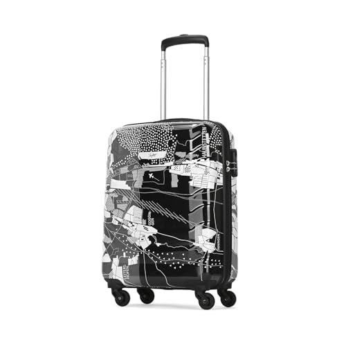 Skybags Cabin Acrylonitrile Butadiene Styrene (Abs) Trooper Hard Luggage (55Cm) | Luggage Trolley with 4 Spinner Wheels and Resettable Combination Lock | Black Medium