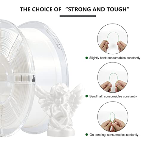 Image of iBOSS PLA Plus (PLA+) 3D Printer Filament 1.75mm,1kg Spool (2.2lbs) Silk Shiny Filament 3D Printing Filament,Dimensional Accuracy + /- 0.02mm,PLA Pro 3D Filament,Fit Most FDM Printer(Slik White)