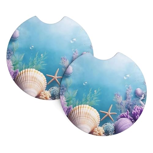 Coast Style Beauty Ocean - Juego de 2 posavasos de coche para portavasos, portavasos para tu coche con agarre para la punta de los dedos