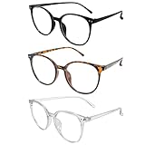 Dargkwn 3er Pack Blaulichtfilter Brille für entspannte Augen – Leichte Computerbrille ohne Stärke Damen Herren, UV Schutz Gaming Brille Set, Reduziert Ermüdung im Home Office & TV
