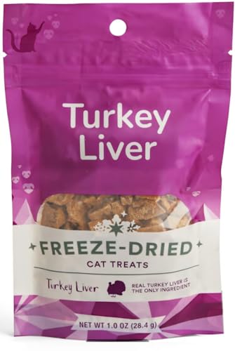 Freeze Dried Turkey Liver Cat Treats 1 oz Single Ingredient Healthy Kitten Treats All Natural Grain Free High Protein Crunchy Cat Snacks Raw Dehydrated Made in USA Indoor Cat Food Topper Meal Enhancer