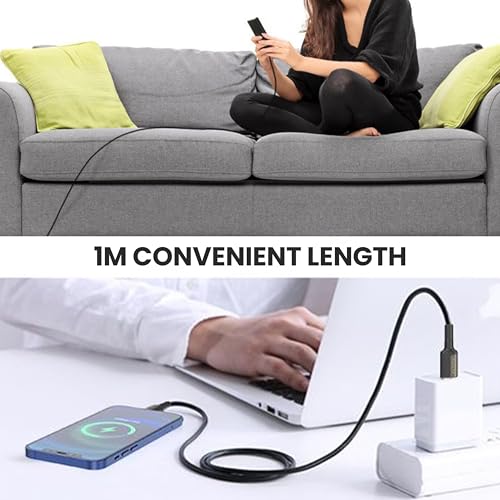 Image of Nextech Braided USB to Lightning 3.6A Fast Charging and Data Sync Cable | 480Mbps Transfer | Compatible for iPhone 14, 13, 12, 11, iPad Air, Pro, Mini | Durable Apple Charging Cable (Black, 1M)