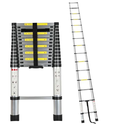 OUTPRIZE 14.5FT Telescoping RV Ladder Portable Aluminum RV Telescoping Ladder Compatible with Lippert On-The-Go Receiver 350lbs Capacity