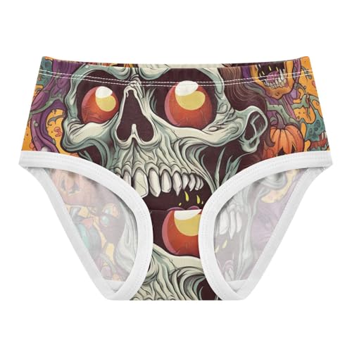 Toddler Girl Briefs, Halloween Skull Scream Cotton Underwear for Girls, 2–8 Years