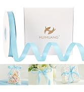 HUIHUANG Blue Satin Ribbon 1/2 inch X 50 Yards Continuous, Baby Blue Double-Faced Satin Ribbon fo...