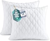 Utopia Bedding Kopfkissen 80x80 cm (2er Set), Gestepptes Kissen für Bett und als Dekokissen, Kissenfüllung, SofaKissen, Zierkissen für Couch (Weiß)