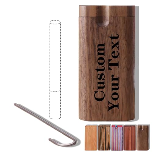 VUZUCOSH Custom One Hitter Dugout, Personalized One Hitter Case, Dugout One Hitter Set; Handcrafted Wooden Storage Box, Custom Decorative Container