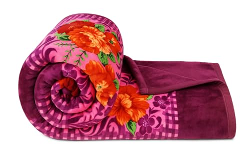 Image of HOMEKART Premium Mink Blanket for Single Bed | Super Soft Cloudy Printed All Season Blanket | Ultra-Soft & Cozy Single Ply | 152 x 228 cm| TC 280 (Pack of 1) (Violet)