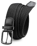 CHAOREN Cinturon Elastico Hombre, Cinturones Hombre de Tela Tejida, Cinto Homem de Golf Informal 35mm, Negro, 150cm(talla 125-140cm/48-53)