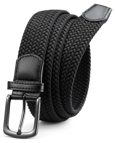 CHAOREN Elastischer Gürtel Herren Stretch Gürtel Stoff ohne Löcher 35mm Flechtgürtel für Golfhosen Lässige Shorts Jeans