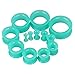 Qmcandy 26pcs 8G-1" Turquoise Thick Silicone Double Flared Hollow Flexible Ear Tunnels Kit Ear Stretching Set (13 Pairs)