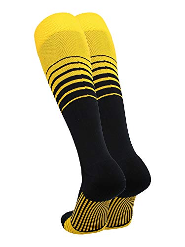 Image of TCK Elite Breaker Striped Socks | Over-the-Calf Soccer Baseball Softball Socks | Extra Stretch for Shin Guards | USA Made
