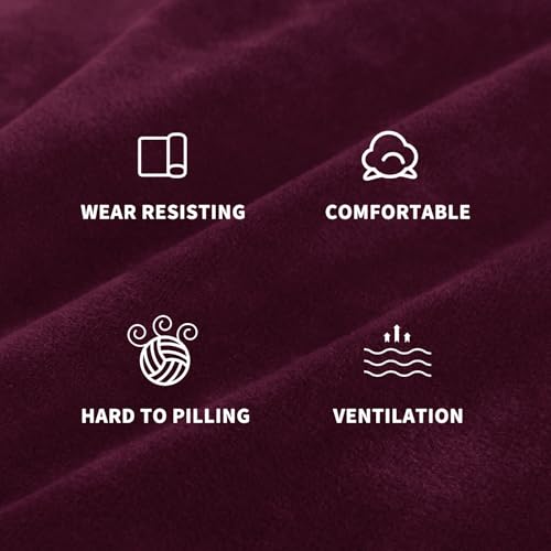 Image of ZNSAYOTX Stretch Velvet Recliner Cover 4-Pieces, Thick Soft Recliner Chair Slipcover with Pocket, Non-Slip Elastic Bottom for Kids Pets, Luxury Plush Reclining Protector Comfy Washable (Wine Red)