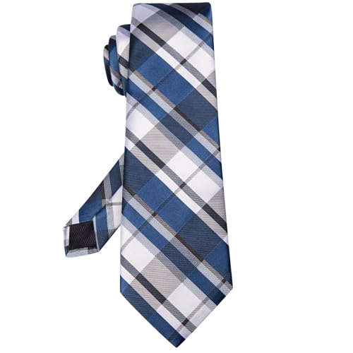 Image of Hi-Tie 63 inches Striped Paisley Extra Long Ties for Men Silk Necktie with Lapel Pin Tie Clip Big and Tall Men Formal Wedding