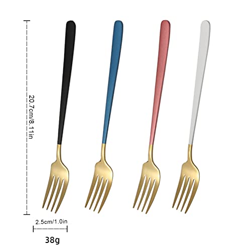 Image of YANCI Dinner Forks Set, Stainless Steel Table Forks Flatware with Colorful Handle 8 Inch Long Handle Fork for Buffet Steak Salad Cake Dessert Fruit for Home, Kitchen & Restaurant (Random, Pack of 6)