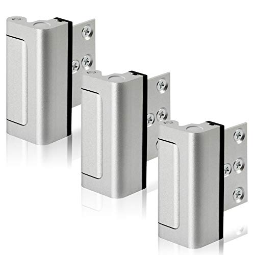 GreaTalent 3PACK Home Security Door Reinforcement Lock Childproof, Add High Security to Home Prevent Unauthorized Entry, Aluminum Construction Finish