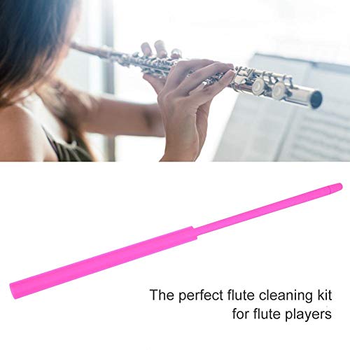 image for Vbest life Pink Silicone Flute Cleaning Rod Flute Cleaning Stick Flute