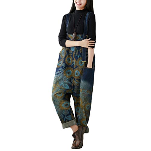 Mono vaquero de pierna ancha estilo casual para mujer