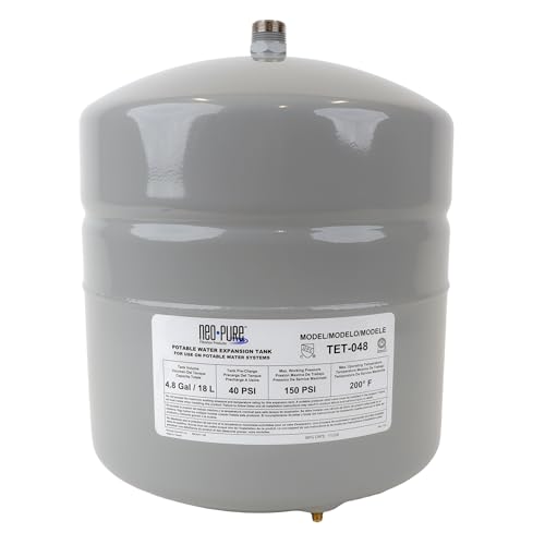 Neo-Pure 4.8 Gal Thermal Expansion Tank - 3/4' MNPT – Maintains Safe Pressure for Water Heaters with Backflow Preventers, Butyl Diaphragm & Corrosion-Resistant Finish (White) (4.8 Gallon)