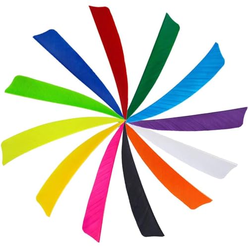 HNZMDY 50 Pcs 4 Inch 5 Inch Archery Arrow Fletching Turkey Feather Fletching Right Wing Left Wing Feather Real Arrow Vanes for Hunting Arrow Accessories DIY Archery (4 inch/Right Wing, Light Yellow)