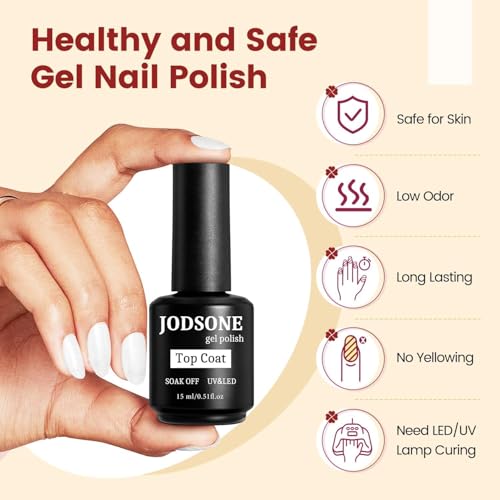 JODSONE 15ML No Wipe Top Coat Überlack UV LED Gellack, Hochglanz Finish Lang Anhaltend für Gelnägel Nail Art Manicure