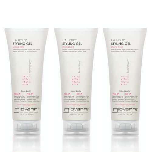 GIOVANNI La Hold Styling Gel - Hair Gel For Men & Women, Strong Hold Hair Gel In Bulk For Curly, Straight & Wavy Hair, Control Super Hold Slick Gel - 6.8 Fl Oz (Pack Of 3)