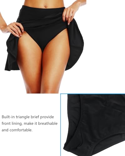 Tempt Me K190920-B-XL Women Black High Waisted Swim Skirt Long Skirted Swimsuit Bottom Athletic Bathing Suit Skirt thumb #1
