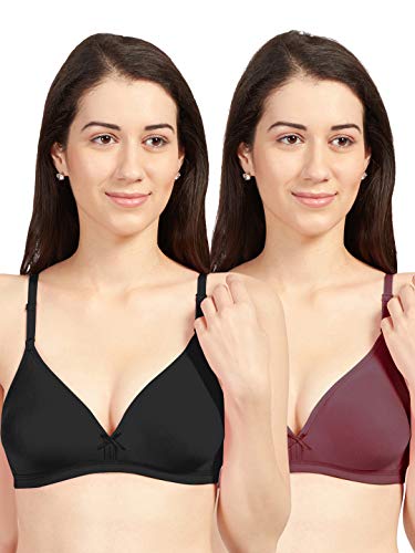 Image of SONARI Omania Womens Non-Padded Cotton Polyester Bras - Solid, Non-Wired, Medium Coverage, Hand Washable (Pack of 2)