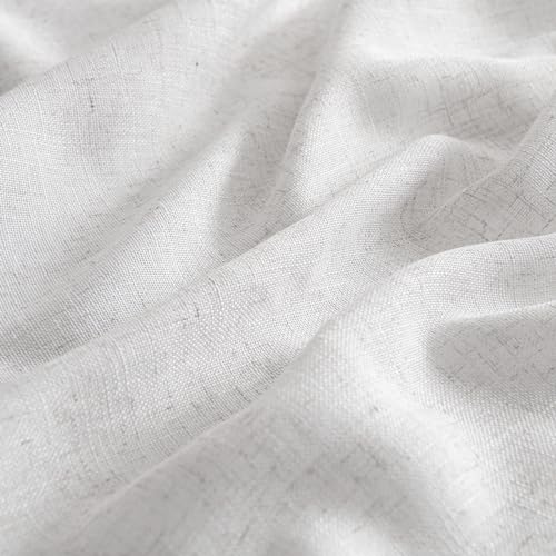 MIULEE White Curtains 36 Inch Length 2 Panels, Soft Thick Linen Textured Semi Sheer Light Filtering Kitchen Window Curtains Over Sink Small Tier for Bathroom Window Back Tab Rod Pocket