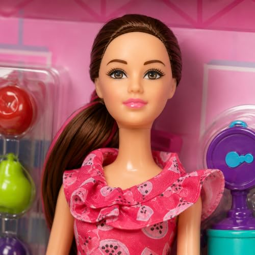 Image of Alia Super Mega Mart Doll Playset with Shopping Accessories | Fashion Doll, Grocery Store Play Set with Cart, Counter, Refrigerator & Food Items | Pretend Play Toy for Girls 3+ Years