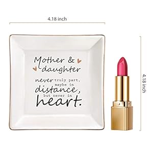 ELEGANTPARK Mom Gifts from Daughter Ceramic Ring Dish Daughter Christmas Birthday Gifts from Mom Square Trinket Jewelry Dish for Girls Graduation Present ELEGANTPARK Mom Gifts from Daughter Ceramic Ring Dish Daughter Christmas Birthday Gifts from Mom Square Trinket Jewelry Dish for Girls Graduation Present