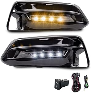 WEZEMLIGHT LED DRL Turn Signal Fog Lights Lamps Assembly Replacement For 2018-2020 Honda Accord Included Switch+Wiring Kit(Clear Lens)
