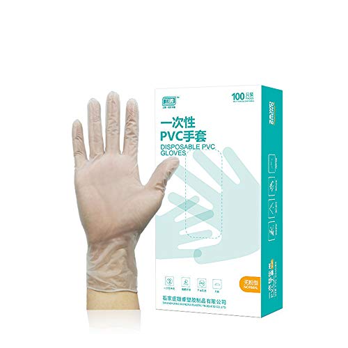 100Pcs Food Handing Gloves PVC Disposable Glove,Work, Food Service,Clear (as show(Clear), M)