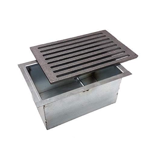 FONDERIA BONGIOVANNI | Griglia in Ghisa | Griglia per Camino | Stufa Pellet | Barbecue Fondello per Cenere | 30x20,6 cm | con Cassetto Raccolta Cenere | Altezza 14H | Accessori Camino