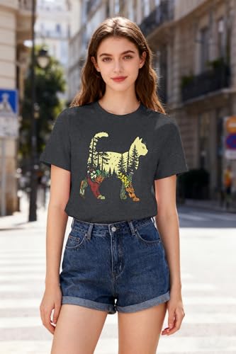 Image of JINTING Cat Shirts for Women - Loose Fit Lightweight Short Sleeve Graphic Tee