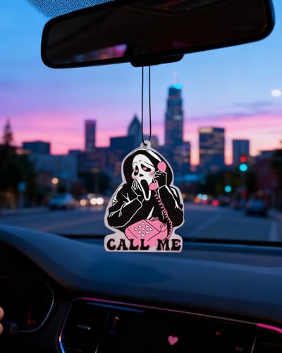 Image of 5Pcs Pink Ghost Car Air Fresheners, Cute Horror Car Interior Accessories Hanging Scents Anime Freshener Automotive Room Decor for Women Teen Girls Gift