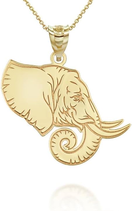 14K Yellow, White, or Rose Gold 1" Lucky Charm Asian Elephant Symbol of Prosperity Pendant Necklace - Choice of Metal Color & Chain Length