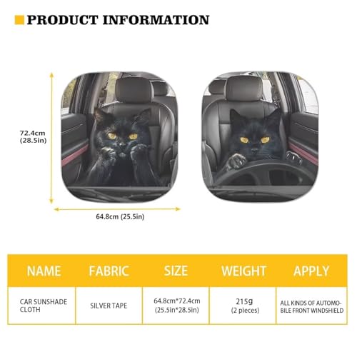 Image of Drive Black Cat Windshield Sun Shade for Truck SUV Car Foldable Easy Installation Heat Reflector-Keep Your Vehicle Cool Car Interior Accessories for Sun Heat Ft Fits Most Cars