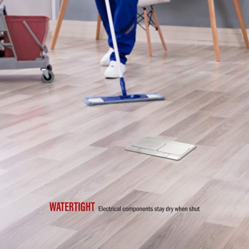 Enerlites 662301-S-D Floor Box Electrical Kit 2 Gang 20A Tamper / Weather Resistant Duplex Receptacle, Datacom Ports - Nickel Plated Brass, Steel #TOP2