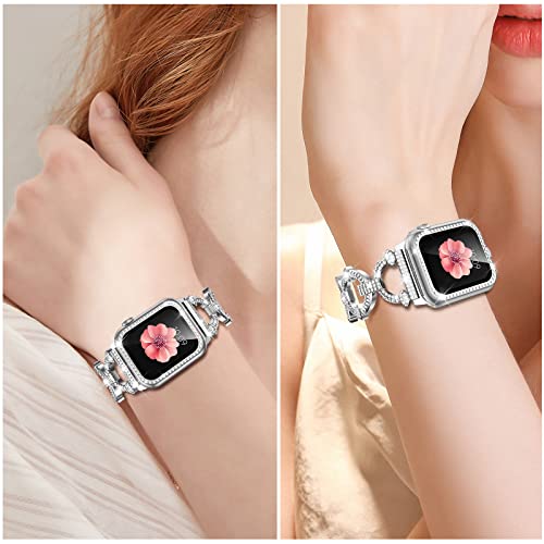 Image of Mesime Bling Jewelry Band Compatible with Apple Watch Bands for Women | Metal Band 46mm 45mm 44mm 42mm 41mm 40mm 38mm,Dressy Strap for iWatch Series 11 10 9 8 7 6 5 4 SE 3 2 1,Adjust without tools