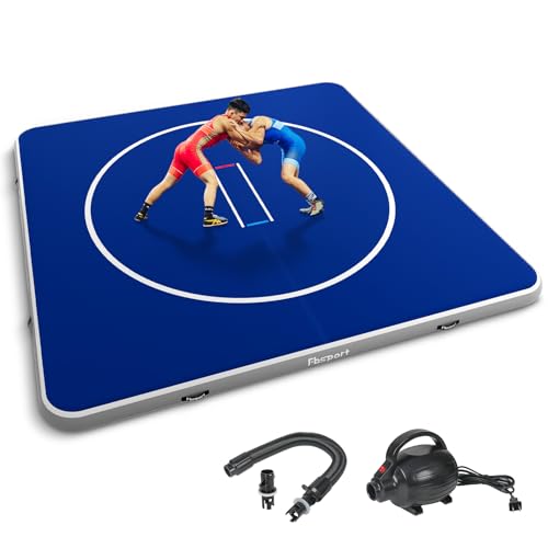 FBSPORT Inflatable Wrestling Mat, Outdoor and Indoor PVC Jiu Jitsu Mats, Gymnastics Training Mat Foldable Home Mat for BJJ, MMA, Martial Art, Boxing, Grappling and Judo