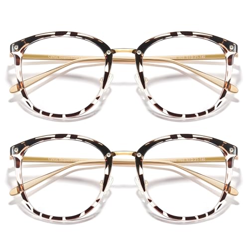Image of Cyxus 2 Pack Blue Light Glasses for Women, Blue Light Blocking Computer Eyeglasses for Woman Anti Eye Fatigue Eyewear Reduce Headaches