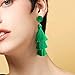 LEGITTA Tassel Earrings with Druzy Stud Thread Layered Tiered Fringe Linear Drop Dangle Fashion Bohemian Earrings for Women