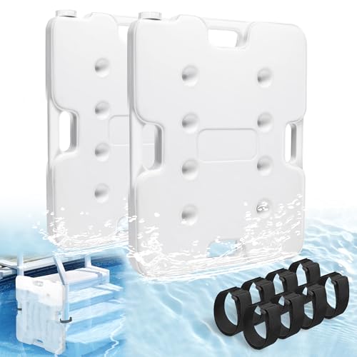 Desunqin 2 Pack 60lbs Heavy Duty Pool Ladder Weights, HDPE Waterproof Swimming Pool Ladder Weights for Steps, Pool Step Weights for Above & Underground Ground Pools (22.5' x 18')