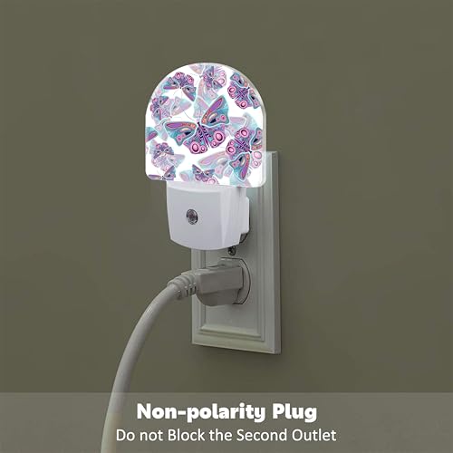 Image of Colorful Butterflies Night Light Plug into Wall,Retro Watercolor Butterfly Dusk to Dawn Night Light,0.5w Energy Saving Sleep Friendly Nightlights for Kids Boys Girls Home Decor