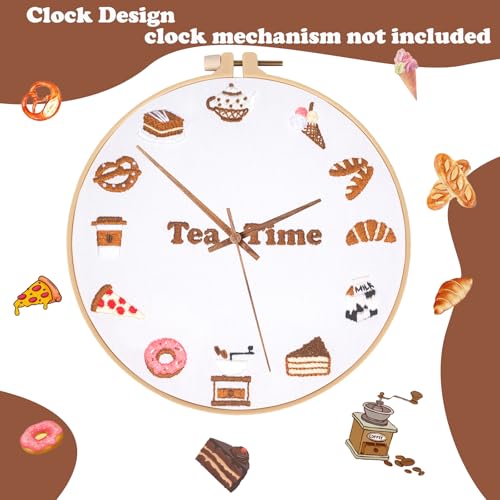 Image of Topapfo Advanced Embroidery Kit with Beginner Tutorials, Clock Funny Embroidery Patterns with Hoops Thread Needles Threaders