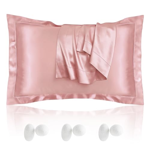 Juego de 2 fundas de almohada de seda de morera, 50 x 75 cm, de raso, sedosas, suaves, frescas, de fácil cuidado, suaves con la piel y el cabello, antiencrespamiento, cierre de hotel, lavable a